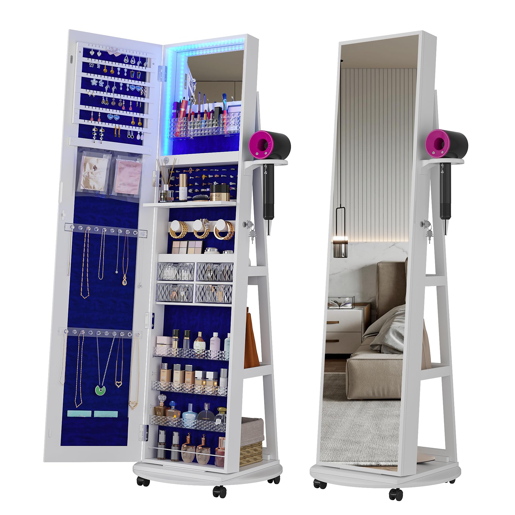 360 °   ตู้เก็บเครื่องประดับแบ - Full Length Mirror Jewelry Armoire บทวิจารณ์และราคา