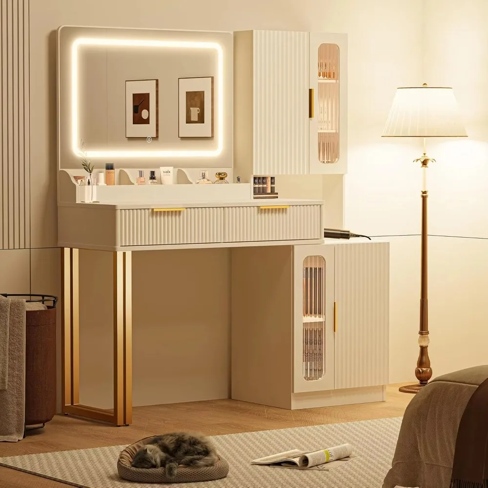 โต๊ะเครื่องแป้งแบบโมเดิร์นขนาด - Dressing Table Vanity With Lighted Mirror บทวิจารณ์และราคา