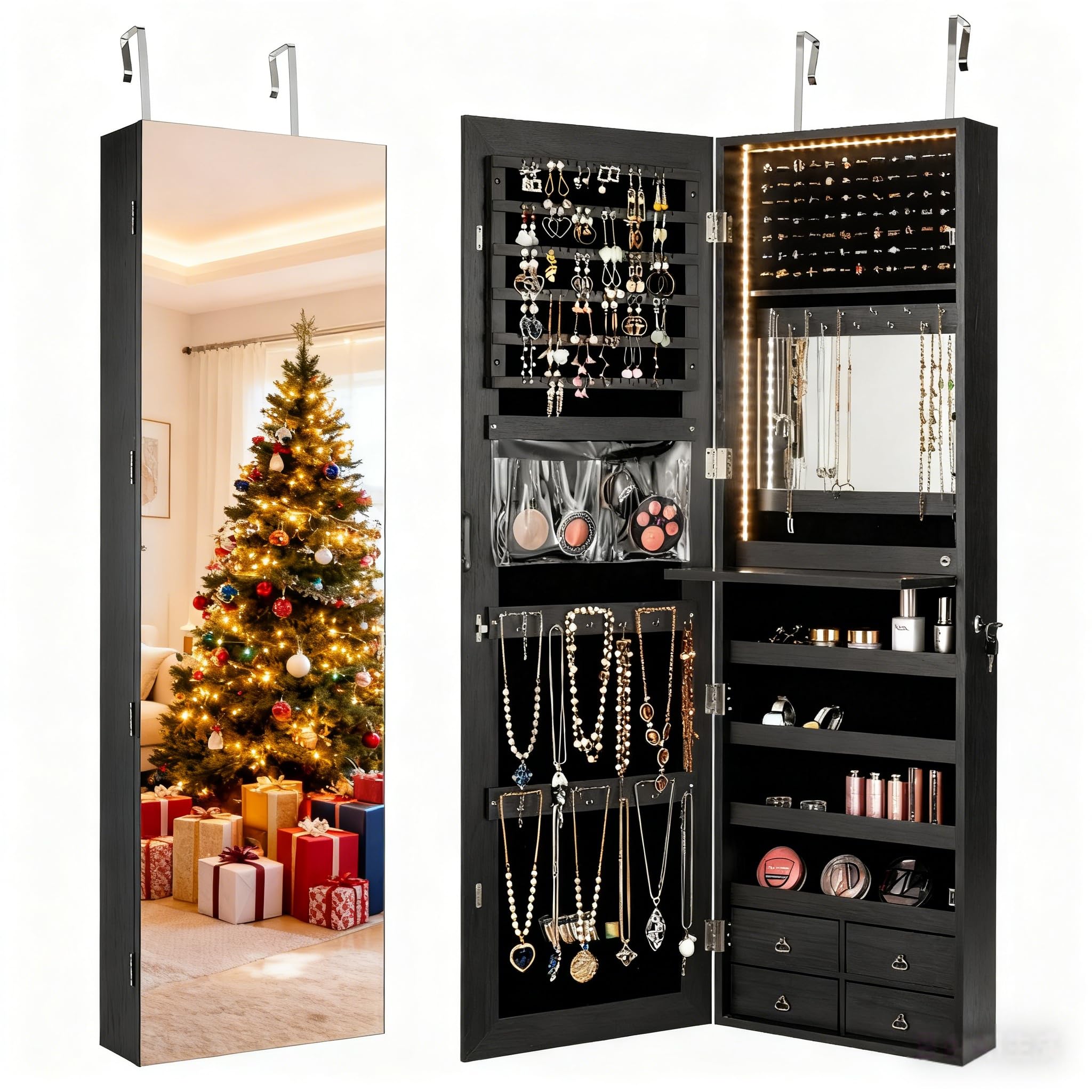 ตู้เก็บเครื่องประดับ LED ขนาด  - Full Length Mirror Jewelry Armoire บทวิจารณ์และราคา