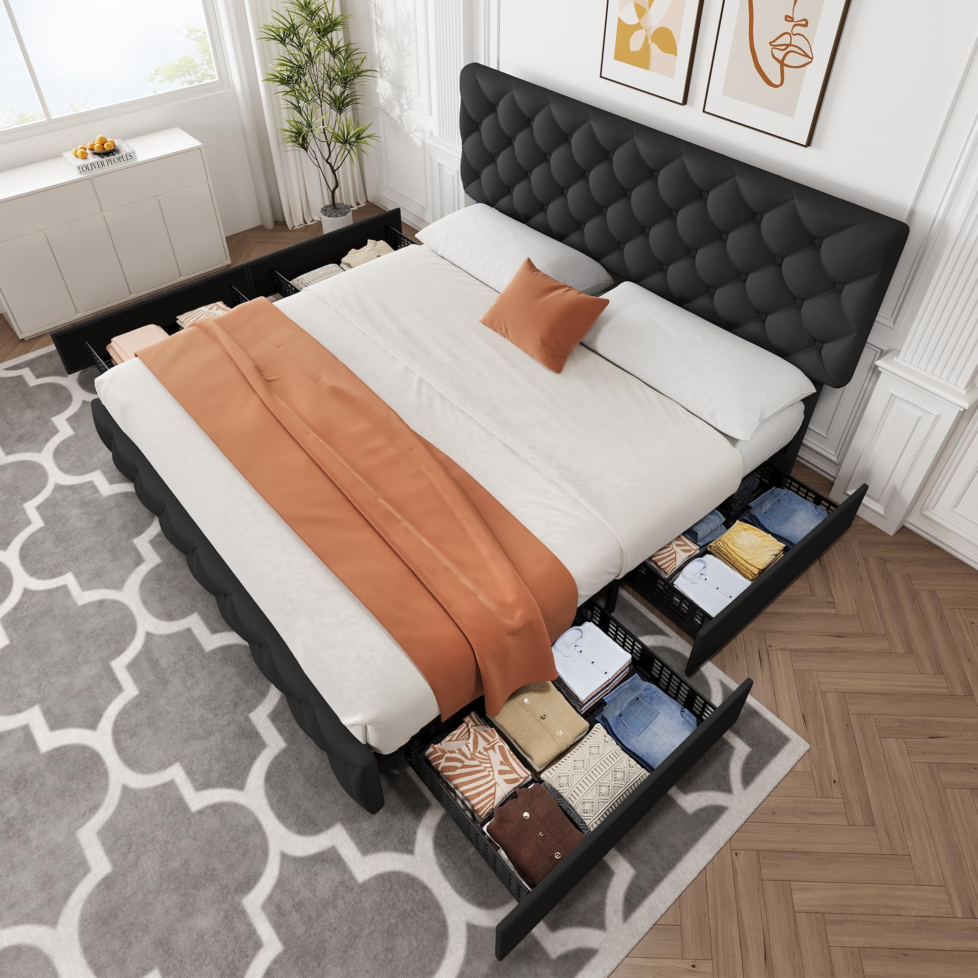 โครงเตียงขนาดคิงไซส์ พร้อมลิ้น - King Size Bed Frame With Storage Drawers บทวิจารณ์และราคา