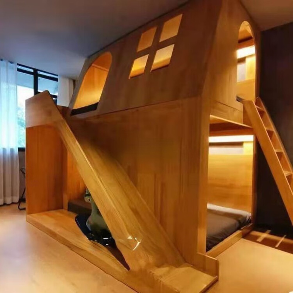 เตียงสองชั้นทรงบ้านต้นไม้สำหรั - Bunk Bed With Stairs And Slide บทวิจารณ์และราคา
